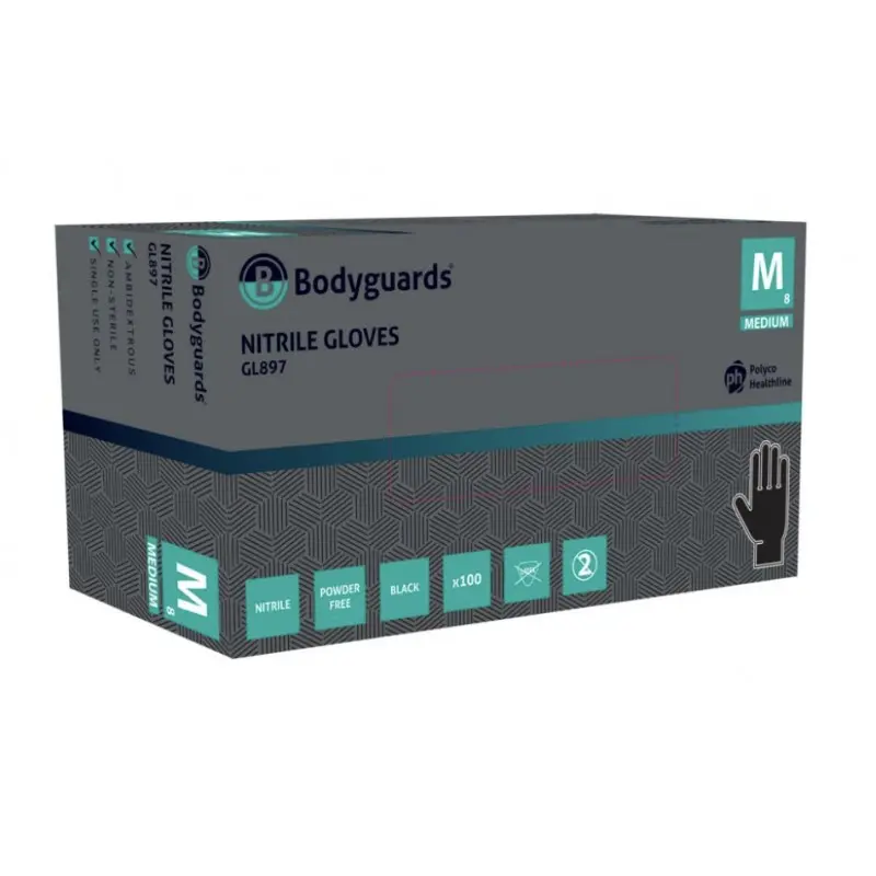 Powder Free Black Nitrile Gloves
